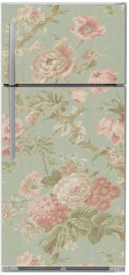 KgnDesigns 60 cm decorative abstract rose green leaves with off white background wallpaper poster extra large fridge sticker (pvc vinyl covering area 61cm X 160cm ) Self Adhesive Sticker(Pack of 1)