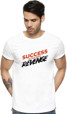 ADRO Printed Men Round Neck White T-Shirt