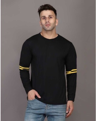 HIGHLANCE Striped Men Round Neck Black, Yellow T-Shirt