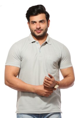 SCUBA Solid Men Polo Neck Beige T-Shirt