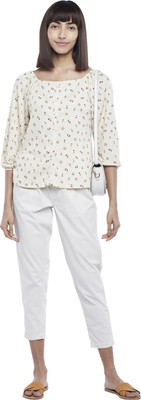Honey By Pantaloons Casual Printed Women Beige Top
