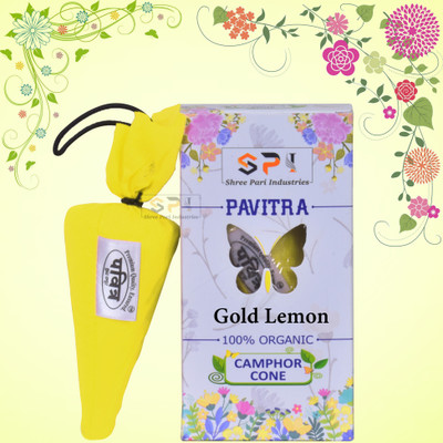 PAVITRA Lemon Camphor Cone, Air freshener Cone With Pure & Organic Scents For Car Car Freshener Diffuser Camphor Cone Lemon Scent(55 g)