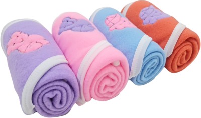 BRANDONN Solid Crib Hooded Baby Blanket for  AC Room(Polyester, Pink, Blue, Orange, Purple)