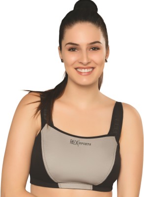 Trylo Women Sports Non Padded Bra(Silver, Black)