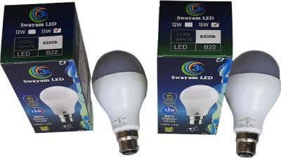 Swayam Brand 15 W Basic Round B22 D LED Bulb(White, Pack of 2)