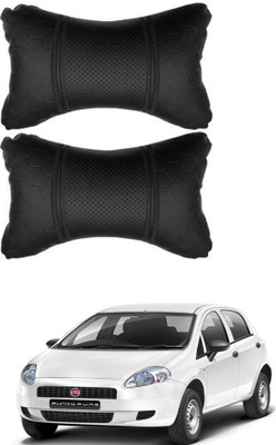 RONISH Black Leatherite Car Pillow Cushion for Fiat(Rectangular, Pack of 2)