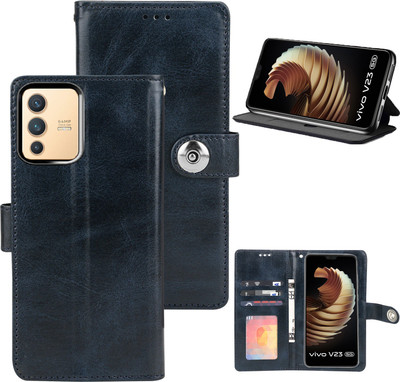Wowcase Flip Cover for vivo V23 5G(Blue, Dual Protection, Pack of: 1)