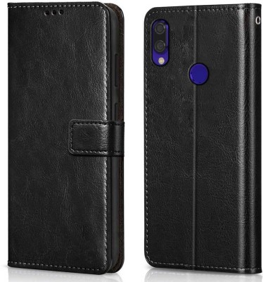 GoPerfect Flip Cover for Xiaomi Redmi Note 7 Pro |Leather Finish Flip Cover|Inbuilt Stand & Inside Pockets(Black, Magnetic Case, Pack of: 1)