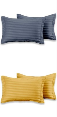 Luxury Trends Striped Pillows Cover(Pack of 4, 45 cm*70 cm, Blue, Yellow)