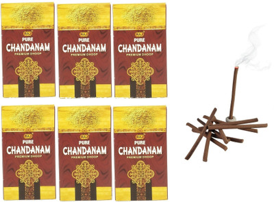RAJ Box Pack of 6 (10 Sticks Each Box) Pure Chandan Incense Premium Dry Dhoop Stick Sandal(6 Units, Set of 6)