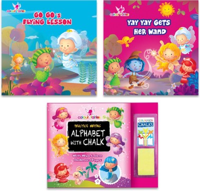 Writing Practice Alphabet With Chalk Book with 2 Story Books |Go Go's Flying Lesson | Yay Yay Gets Her Wand | Colour Fairies(Paperback, Colour Fairies)