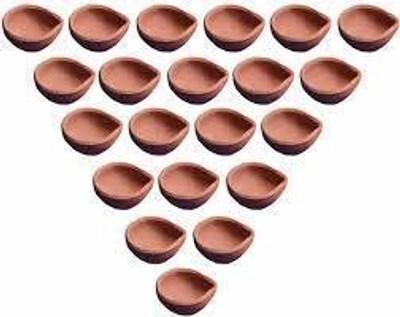 DIVI Terracotta (Pack of 21) Table Diya Set(Height: 2 inch)