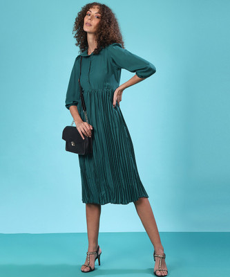 CAMPUS SUTRA Women A-line Green Maxi/Full Length Dress