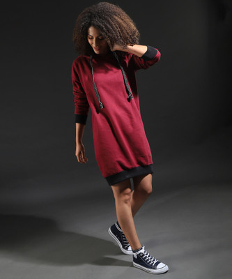 CAMPUS SUTRA Women A-line Red Above Knee/Mid Thigh Length Dress