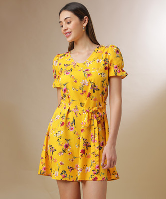 CAMPUS SUTRA Women A-line Yellow Mini/Short Dress