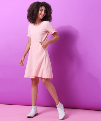 CAMPUS SUTRA Women A-line Pink Mini/Short Dress