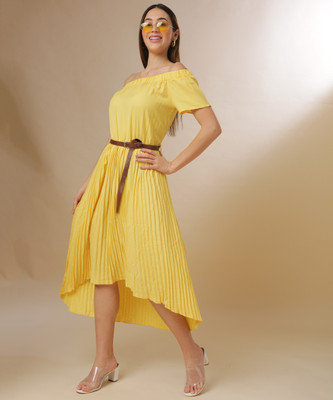 CAMPUS SUTRA Women A-line Yellow Maxi/Full Length Dress