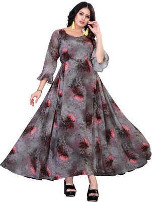 ARYANE1604 Women A-line Purple Maxi/Full Length Dress