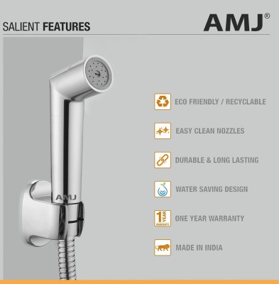 AMJ AXIS Adjustable ABS faucet with 1mtr flexible SS Tube and Wall Hook Faucet Health  Faucet(Wall Mount Installation Type)