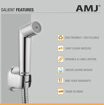 AMJ AXIS Adjustable ABS faucet with 1mtr flexible SS Tube and Wall Hook Faucet Health Faucet(Wall Mount Installation Type)