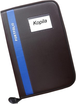 Kopila High Qulaity PU Leather Beautiful Brown Got Border Office Document File Folder With 20 Leefs(Set Of 1, Blue)