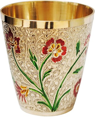 M&V CRAFT PURE PURE BRASS FLOWER GLASS Glass Water/Juice Glass(200 ml, Brass, Yellow)