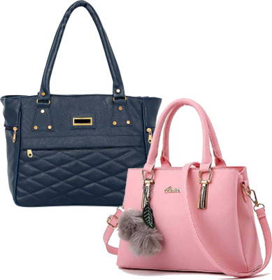 khatushyam collection Women Blue, Pink Hand-held Bag(Pack of: 2)