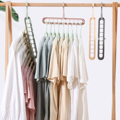Berrico 9 Hole Space Saving Cloth Hanger, 360 Degree Rotation Smart Closet Organizer Plastic Shirt Pack of 4 Hangers For  Shirt(Grey)