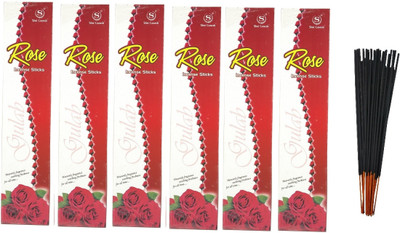 De-Ultimate Box Pack of 6 (15 Sticks Each Box) Rose Premium Agarbattis Incense Sticks Rose(15 Units, Set of 6)