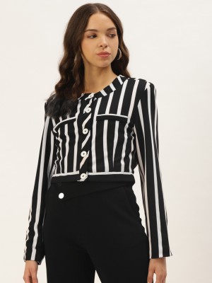 Zastraa Full Sleeve Striped Women Jacket