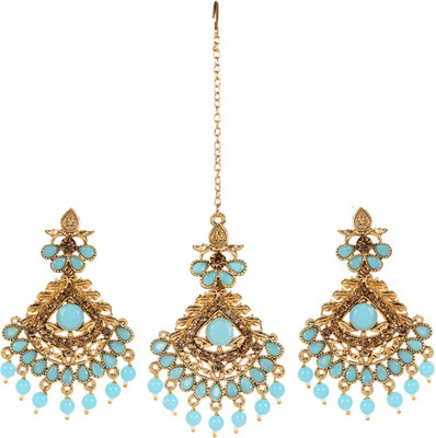 Bhana Jewells Brass Gold-plated Blue Jewellery Set(Pack of 1)