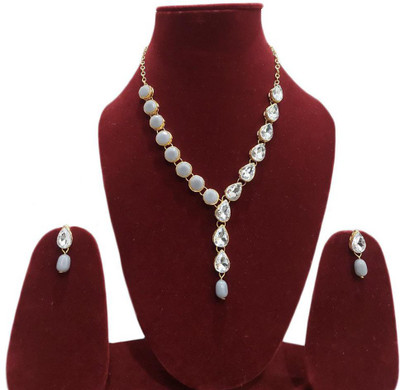 Varniraj enterprise Alloy Gold-plated Grey Jewellery Set(Pack of 1)
