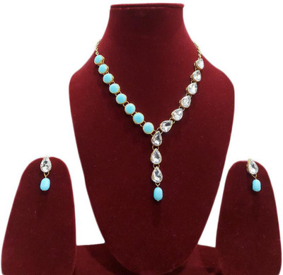 Varniraj enterprise Alloy Gold-plated Blue Jewellery Set(Pack of 1)