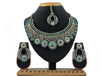 KAHAR CREATION Alloy Gold-plated Blue Jewellery Set(Pack of 1)