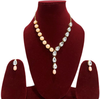 Varniraj enterprise Alloy Gold-plated Beige Jewellery Set(Pack of 1)