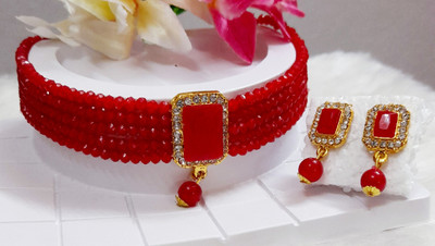 shivay Alloy Gold-plated Red Jewellery Set(Pack of 1)