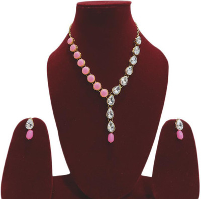 Varniraj enterprise Alloy Gold-plated Pink Jewellery Set(Pack of 1)