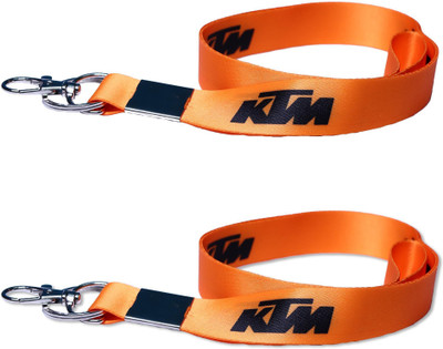 RINKON KTM Keychain Bike Key Chain PACK OF 2 Duke Fabric Id Tag Hook Locking Orange Key Chain