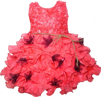 Look Fashion Baby Girls Midi/Knee Length Festive/Wedding Dress(Multicolor, Sleeveless)