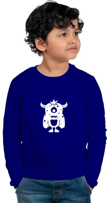 CHOMBOOKA Boys Printed Cotton Blend Regular T Shirt(Blue, Pack of 1)