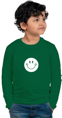 CHOMBOOKA Boys Printed Cotton Blend Regular T Shirt(Green, Pack of 1)