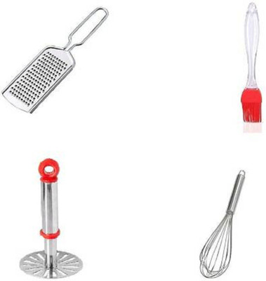 Wishful utensilio Grater, Potato Masher/Whisk & Silicon Brush Kitchen Tool Set(Grater, Masher, Whisk, Spatula)