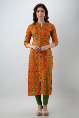 PARIKSHIT Women Printed Straight Kurta(Yellow)