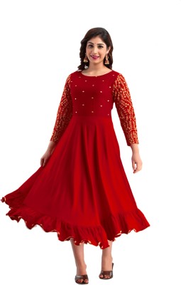 RA CREATION Women Solid Anarkali Kurta(Maroon)