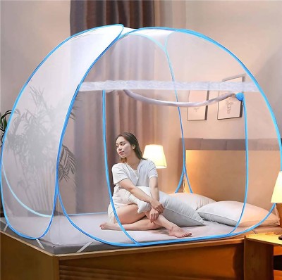 ANIRUDHA Polyester Adults Washable Polyester Double Bed Mosquito Net Mosquito Net(Sky Blue, Tent)