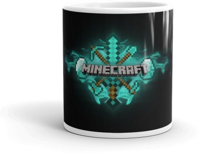 cahnun Minecraft Game Blue Sword Logo Printed White Ceramic Tea Coffee Cup Ceramic Coffee Mug(330 ml)