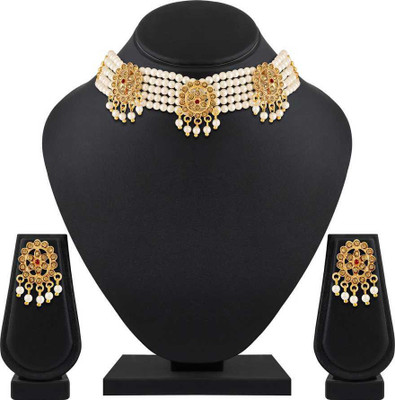 TONOLIKA Zinc Gold-plated Gold, White Jewellery Set(Pack of 1)