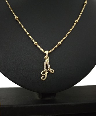 DIMIKI Excellent Quality Gold Plated A Letter Pendant with Ball chain Gold-plated Alloy Pendant