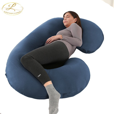 Linenovation Microfibre Solid Pregnancy Pillow Pack of 1(Dark Blue)