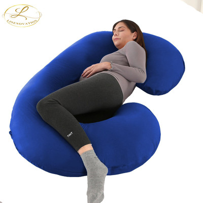 Linenovation Microfibre Solid Pregnancy Pillow Pack of 1(Nevy Blue)